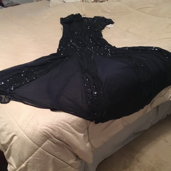 R&M Richards Sequin Godet Mother of the Bride Gown